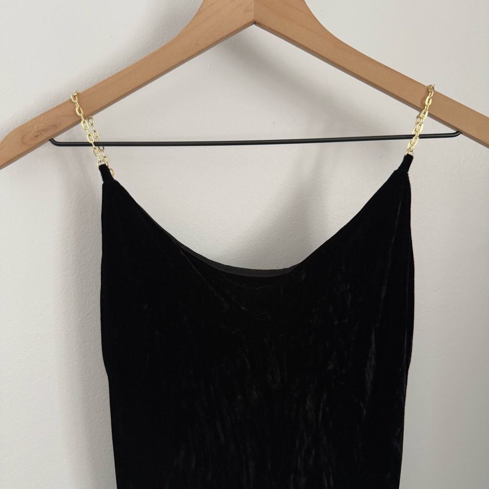Reformation Medium Ady Velvet Maxi Dress Black Chain Strap Holiday Minimal - Picture 5 of 12